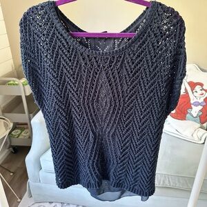 Lucky brand navy Knit Short Sleeve Top